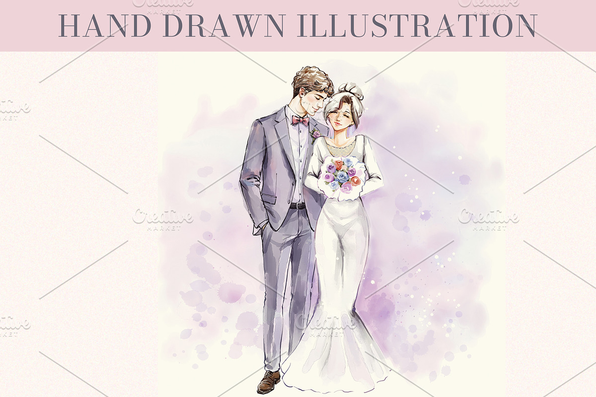 Watercolor Wedding Invite Set, a Marketing Template by Elena Naumchenkova (Photo 3 of 4)