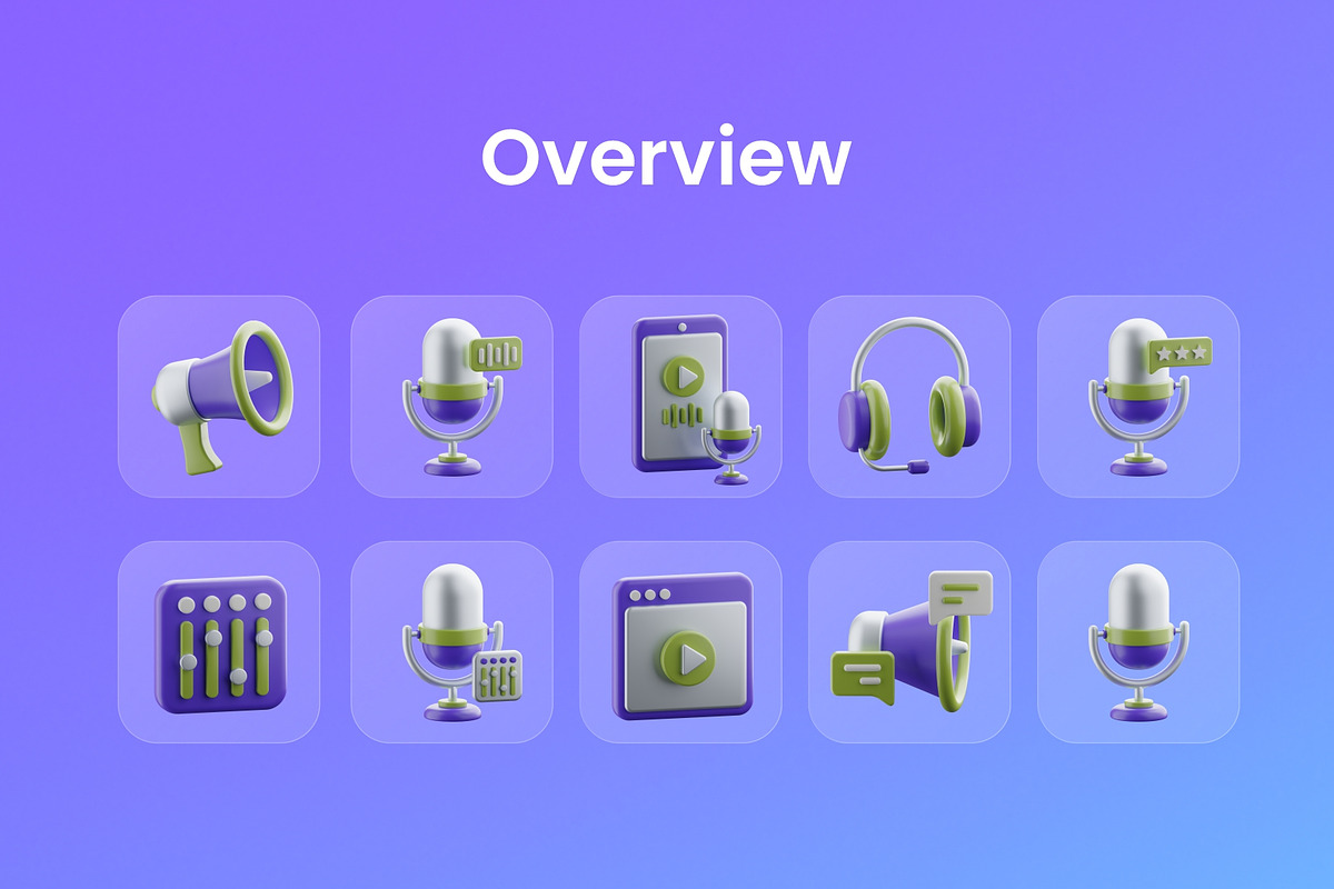 Podcast 3D Icon Set, a 3D by Home Studio (Photo 3 of 4)