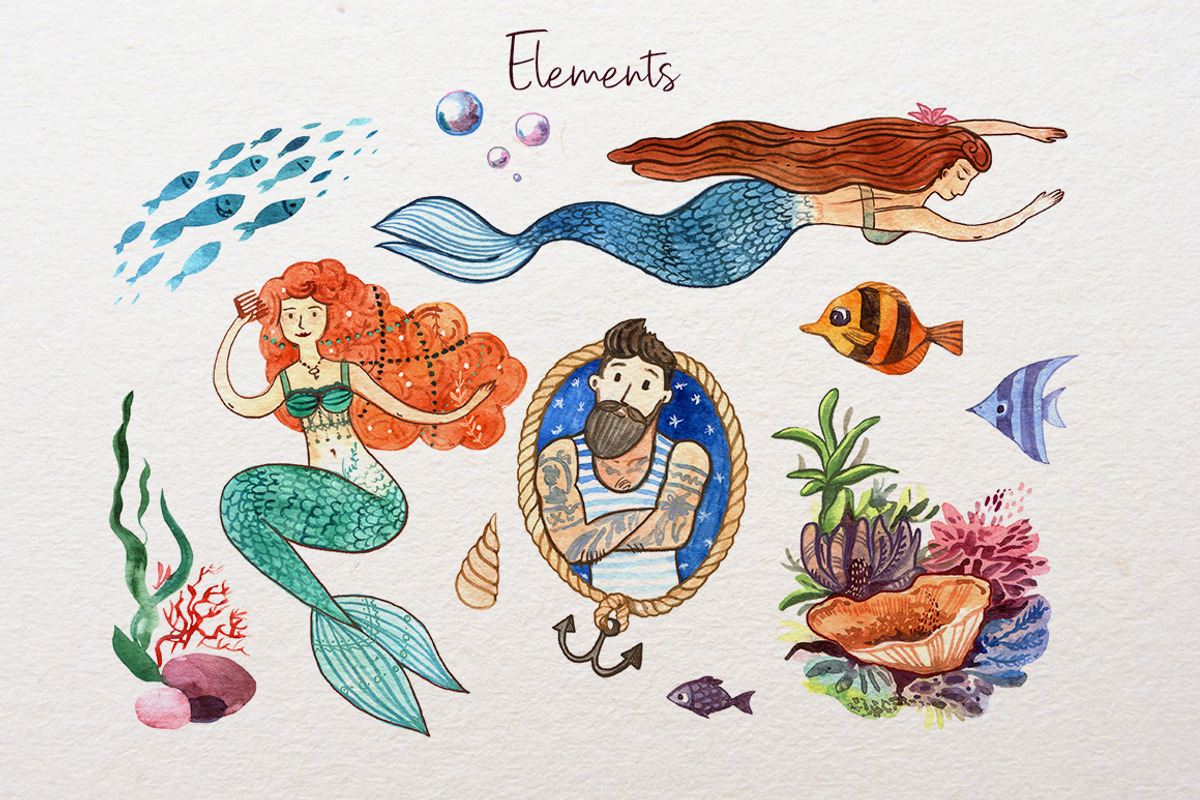 Watercolor mermaids, an Illustration by Steshnikova (Photo 2 of 5)