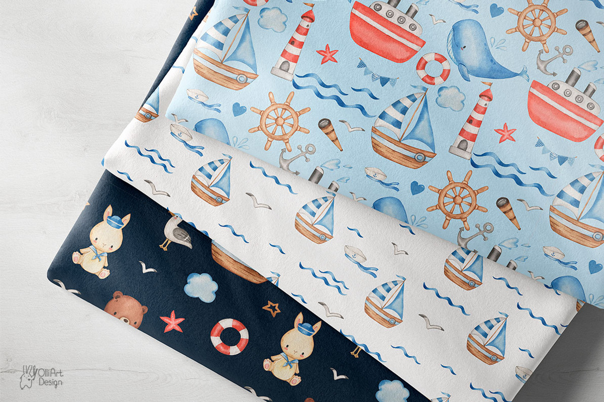 NAUTICAL FRIENDS. Watercolor, an Animal Illustration by OlliArtDesign (Photo 6 of 7)