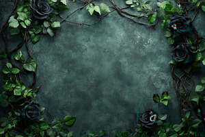Intricate floral frame of black rose, a Photo by Pavel_design