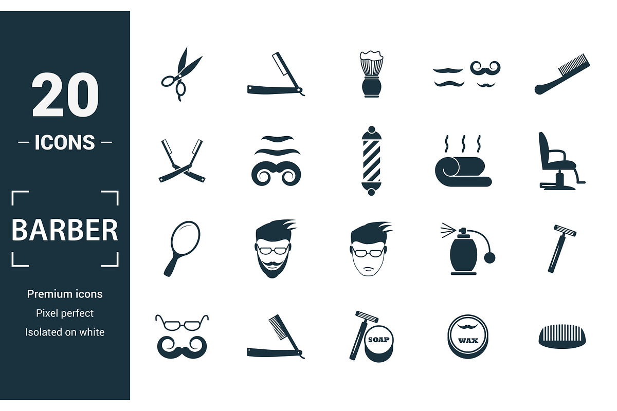 Barber Filled Icon Set, an Object Graphic by Aimagenarium@gmail.com (Photo 1 of 3)