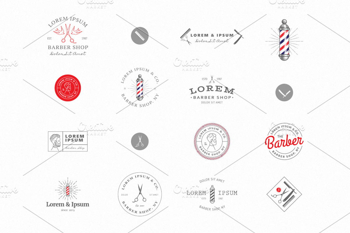 Barber Shop. Minimalistic Logo Set, a Templates & Theme by bartamarabara (Photo 2 of 5)