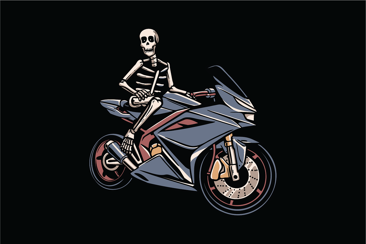 Skeleton Riding Motorcycle, an Object Illustration by nomlimo.com (Photo 1 of 3)