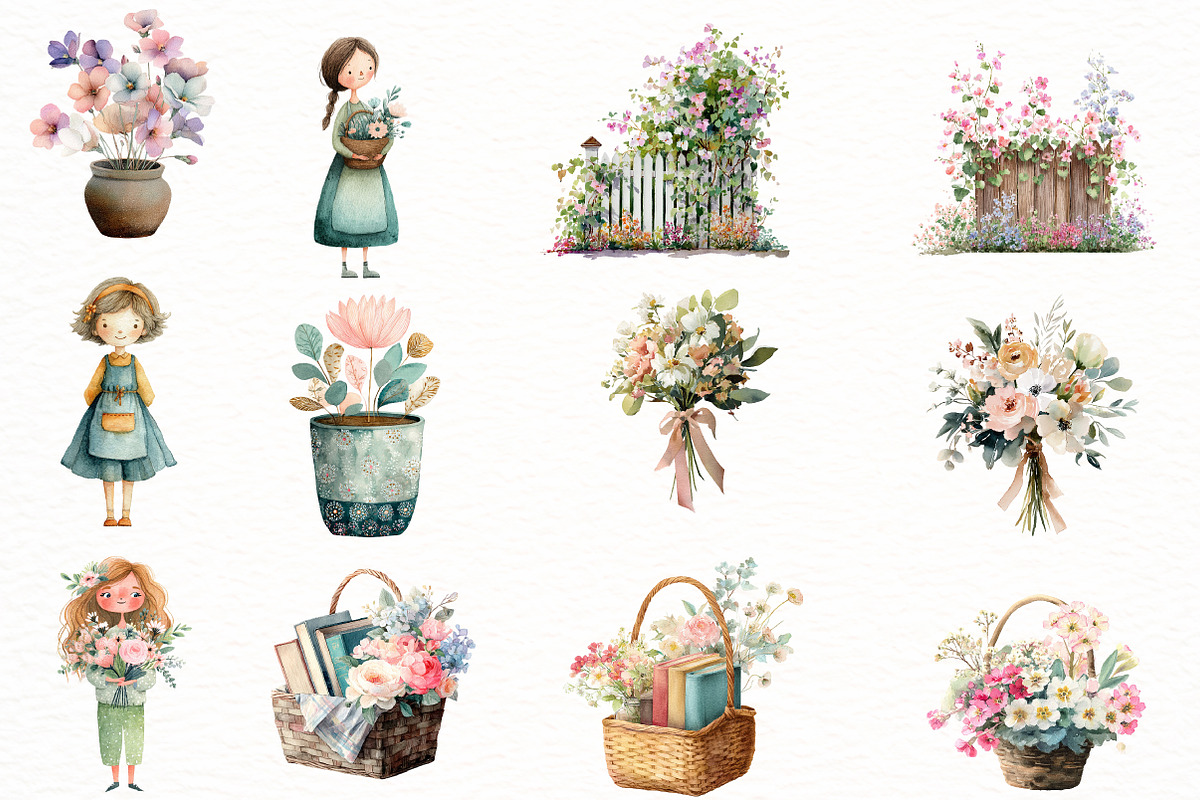 Whimsical Spring Gardening Clipart, an Illustration by Designworld (Photo 4 of 6)