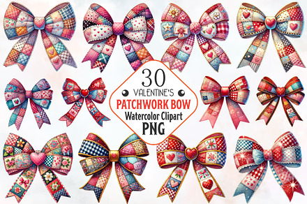 Patchwork Valentine's day bow PNG