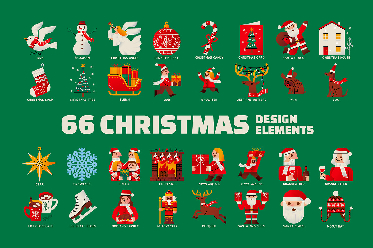 66 Christmas Design Elements, a Food Illustration by monkik (Photo 1 of 16)