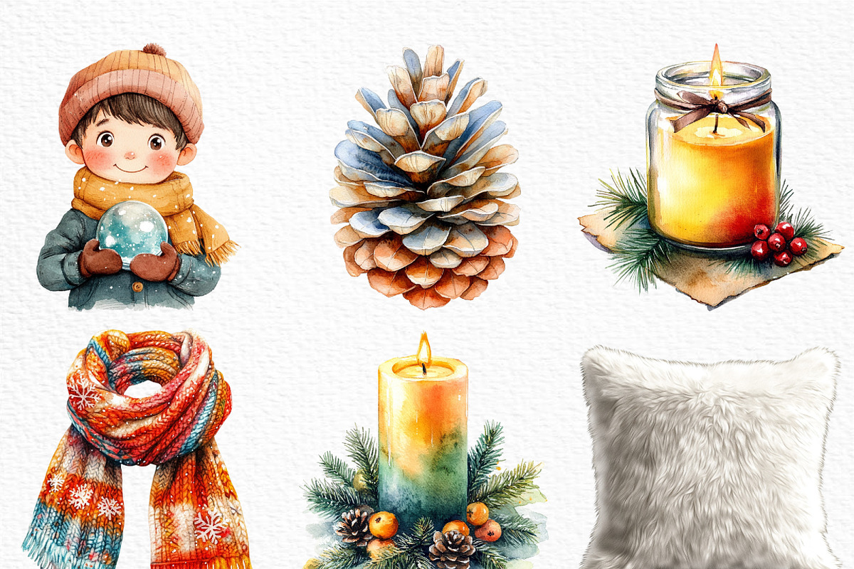 Cozy White Christmas Clipart, an Illustration by Craft Nest (Photo 2 of 6)