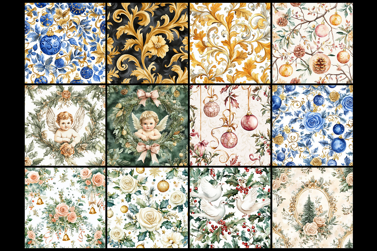 Rococo Christmas Seamless Patterns, a Pattern Graphic by CitraGraphics (Photo 2 of 4)