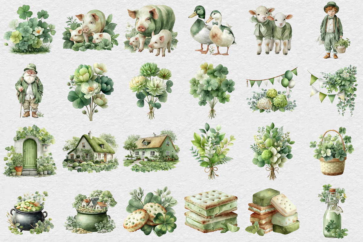 Farmhouse St Patrick Day Clipart, an Illustration by DreamCafeArt (Photo 3 of 6)