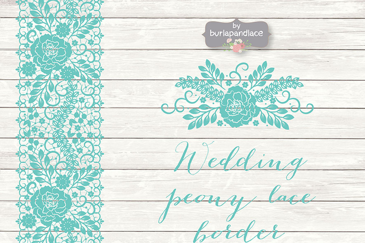 Vector wedding peony lace border, an Illustration by burlapandlace (Photo 4 of 5)