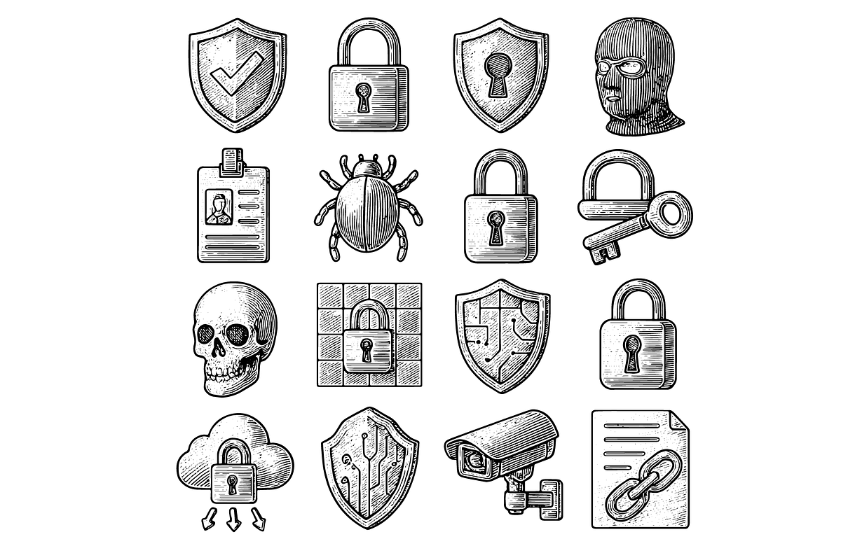 Cyber Security Icon Set, an Object Graphic by nikagraphic