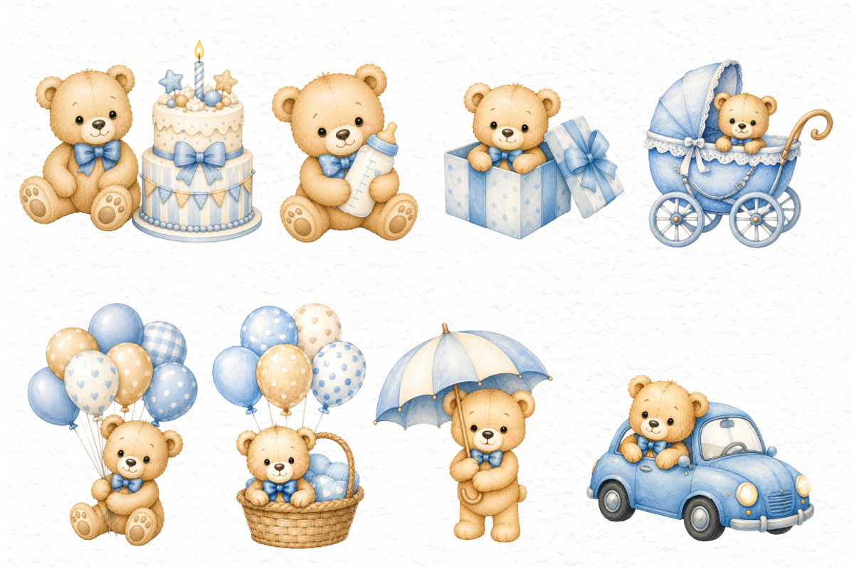Baby Shower Boy Clipart, an Animal Illustration by Villa 11 Estudio (Photo 2 of 11)