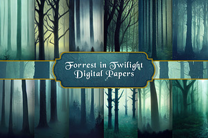 Forrest in Twilight Digital Papers, a Texture Illustration by Curve Design