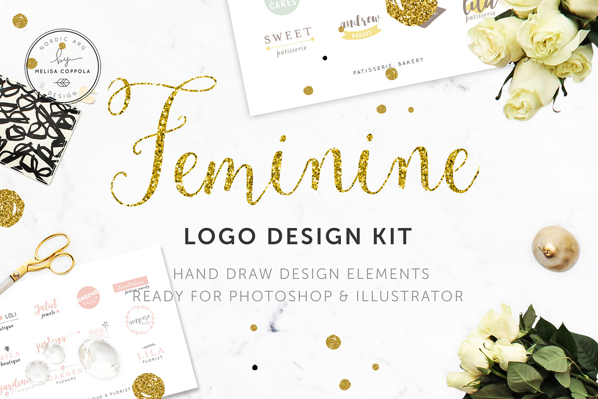 Feminine Logo Design Kit !, a Branding & Logo Template by Nordic.Arg (Photo 1 of 6)