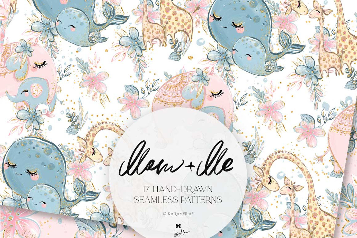 Mom and Me Baby Animals Patterns, a Pattern Graphic by KaramfilaS (Photo 3 of 9)