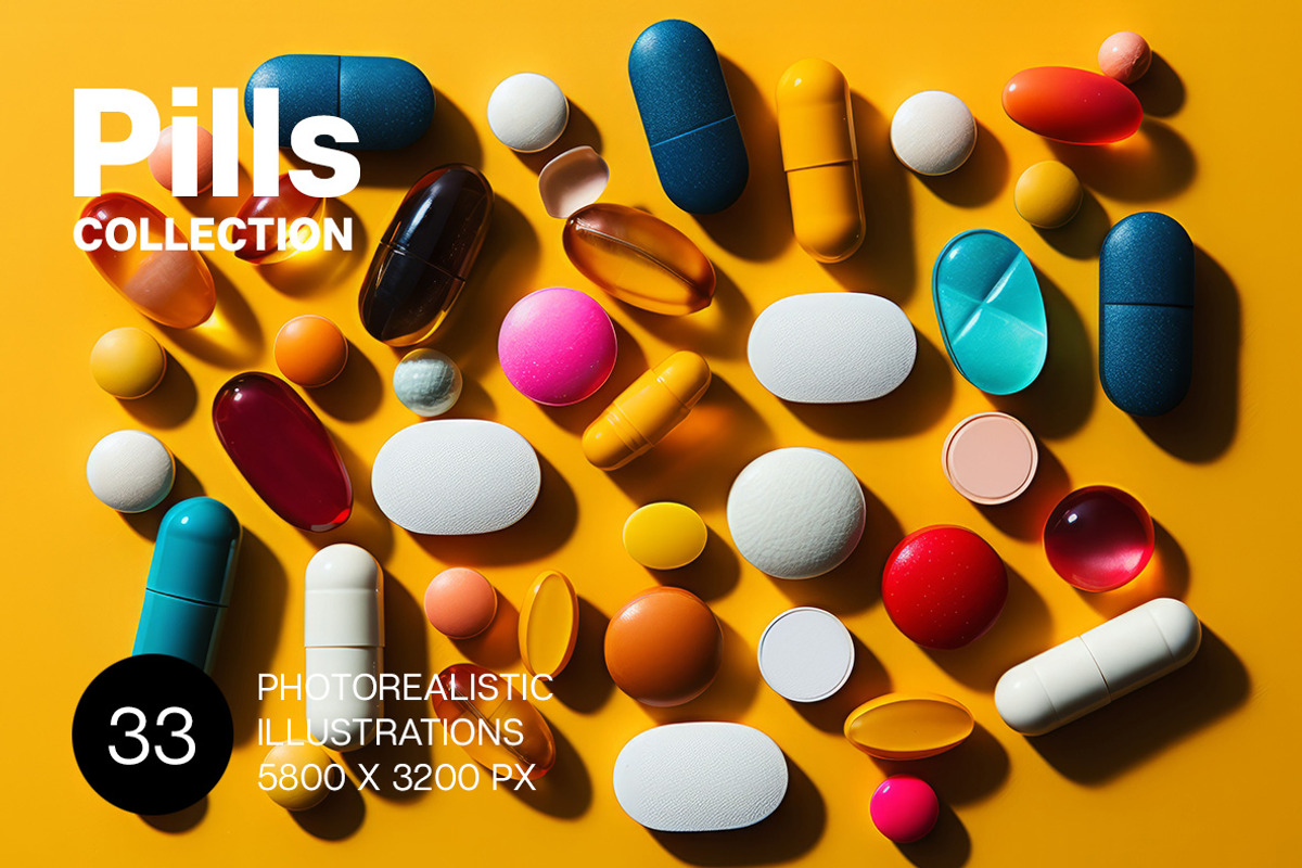 Pills. 33 images, a Healthcare Illustration by Handmadefont (Photo 1 of 10)