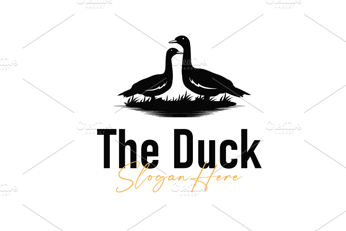 Duck logo black silhouette design