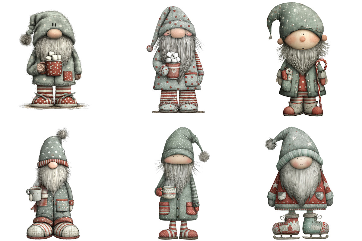 Quirky Whimsical Santas Clipart, an Illustration by CraftArtStudio (Photo 3 of 6)