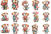 Whimsical Valentine Cat Couple, an Illustration by Designking (Thumbnail 2 of 5)