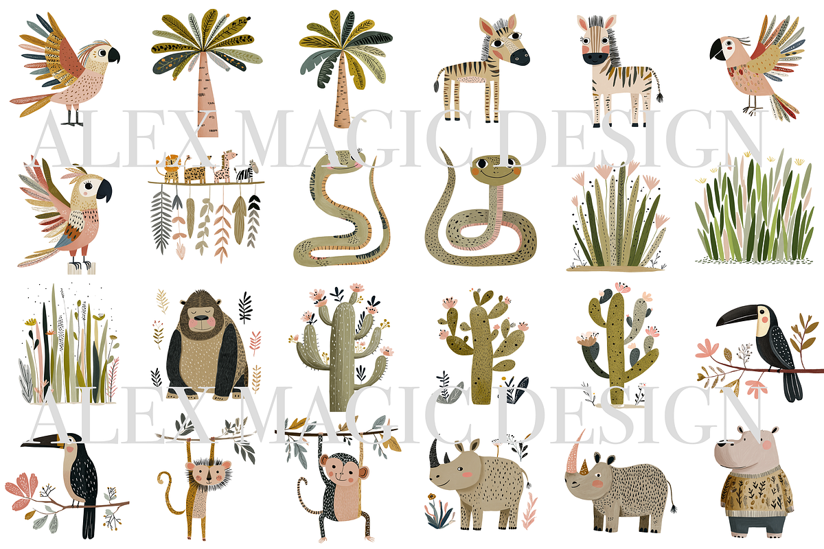 Safari Clipart Bundle, a Decorative Illustration by Pati Charm Studio (Photo 2 of 8)