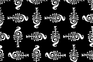 Fantasy tribal symbol motif background pattern, a Pattern Graphic by DanFLCreativo
