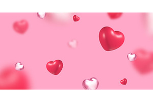 3d falling hearts. Flying red pink, an Object Illustration by Stock-Smart-Start