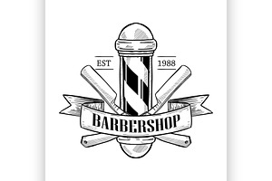 Barbershop Logo With Dangerous Razor