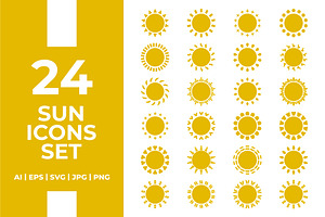 24 Sun Icons Set