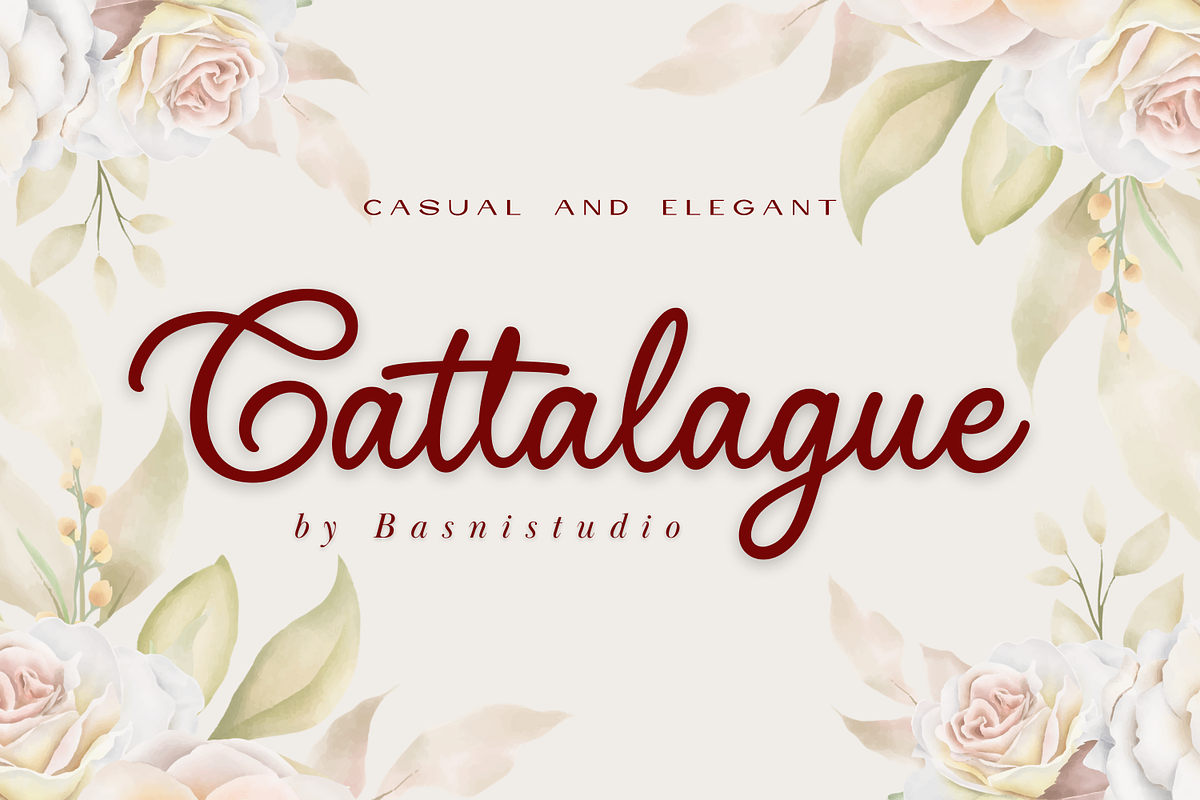 Cattalague a Script Font, a Script Font by Basnistudio (Photo 1 of 11)