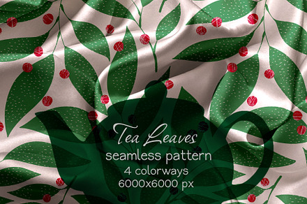 Tea Leaves Floral seamless pattern