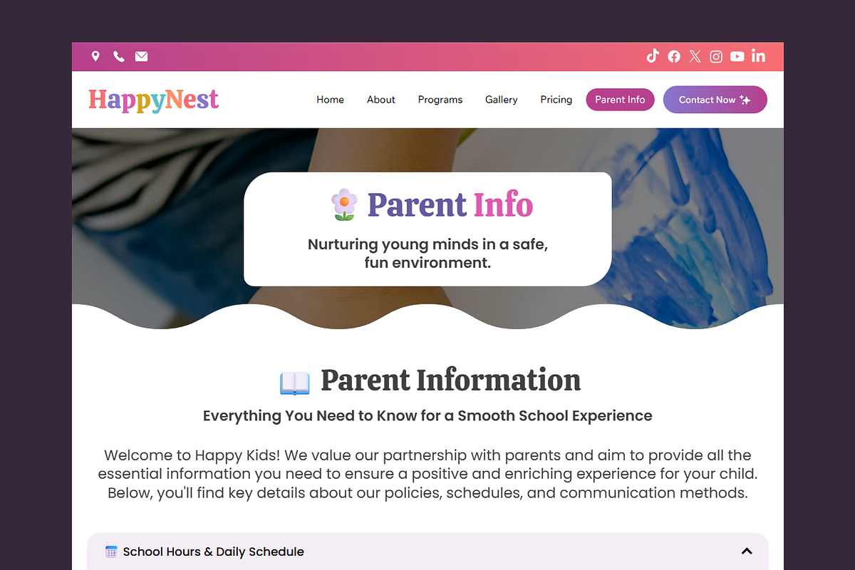 Child Daycare - Wix Studio Website preview 2