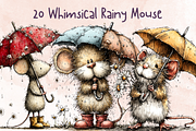Whimsical Spring Rainy Mouse, an Animal Illustration by GiraffeCreative (Thumbnail 1 of 20)