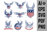 Set of the USA labels with eagles AI, a Branding & Logo Template by Vectorhight (Thumbnail 1 of 8)