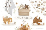 Floral kittens - clipart & patterns, an Animal Illustration by polikarpovaart (Thumbnail 1 of 15)