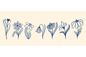 Hand-drawn wildflowers set Vector, an Object Illustration by Tati_Kli