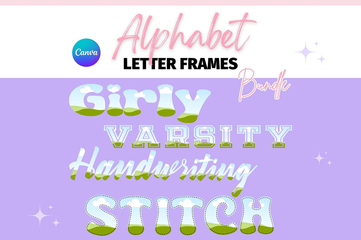 CANVA LETTERS BUNDLE Alphabet Frames, a Marketing Template by GraphiCarola (Photo 1 of 9)