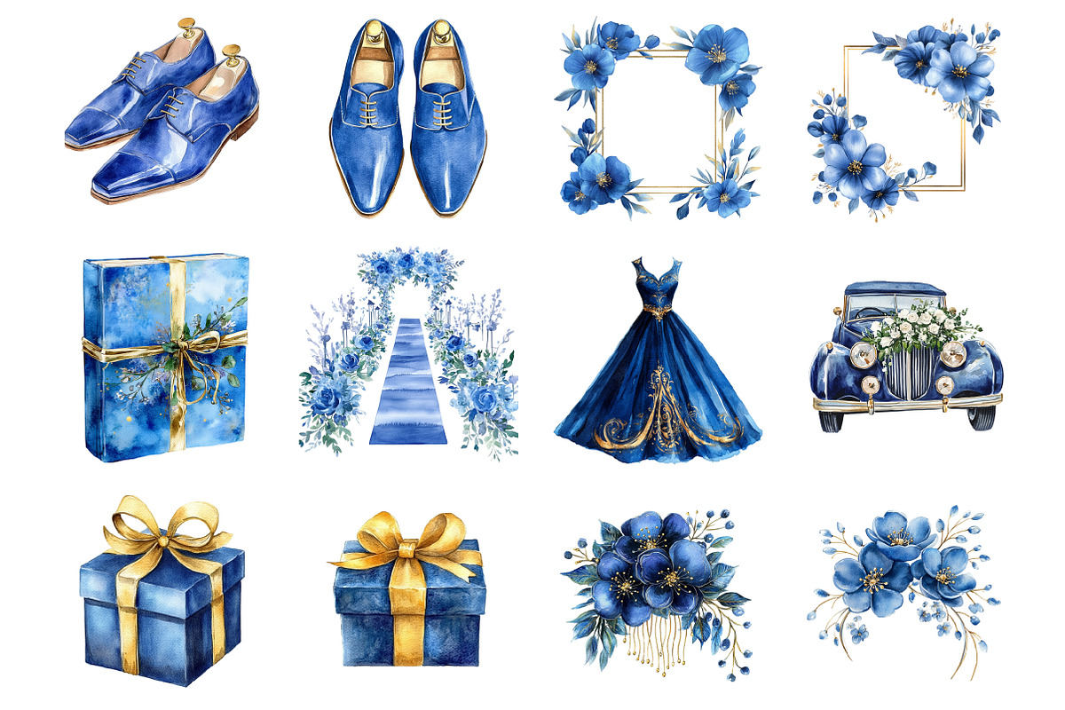 Blue Royal Wedding Clipart, an Illustration by Design Market (Photo 2 of 4)