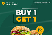 Burger Restaurant Instagram Post, a Social Media Template by FDR Studio (Thumbnail 2 of 6)