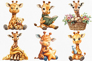 Watercolor Baby Giraffe Clipart, an Illustration by Canvas Craft (Thumbnail 2 of 8)