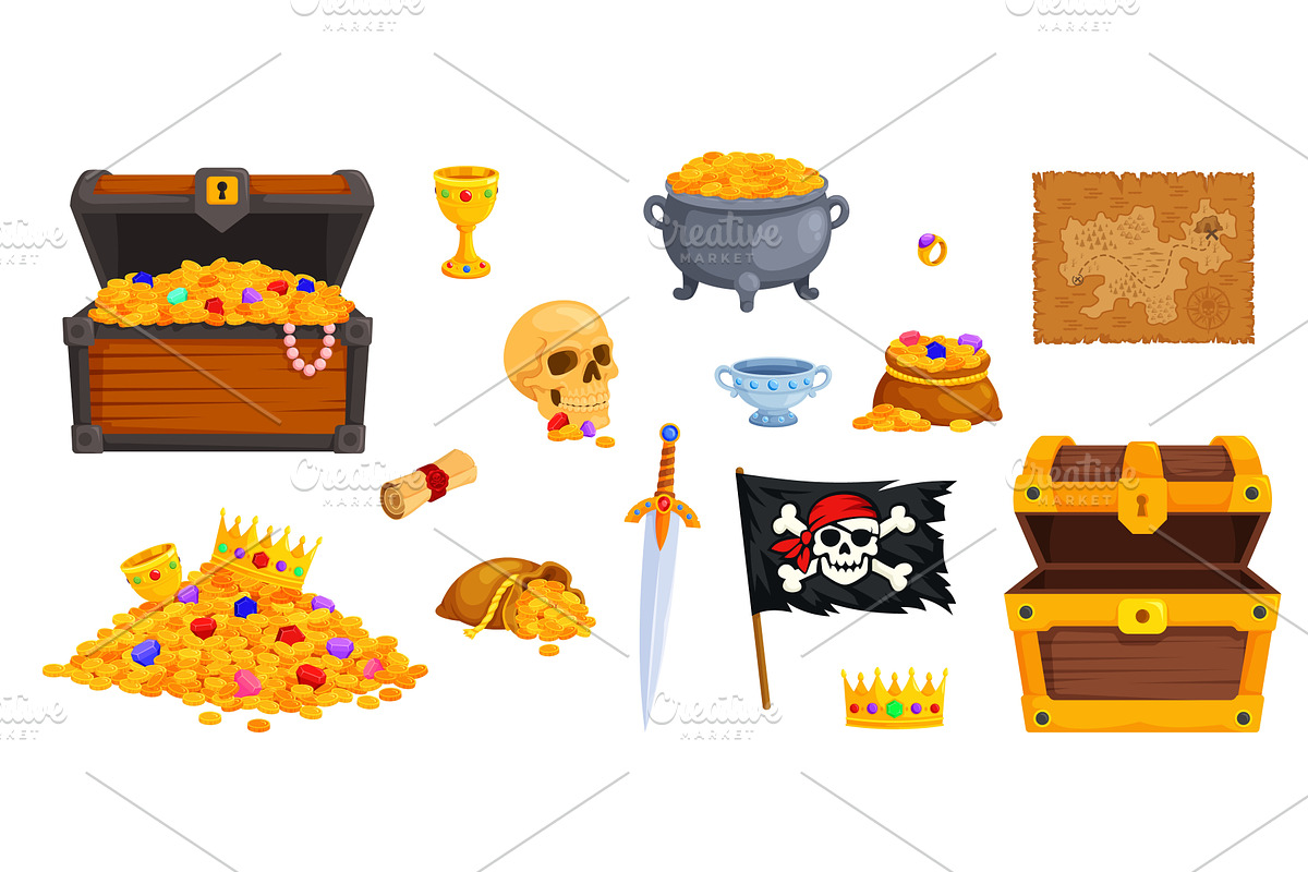 Pirate trophy. Treasure chest gold, a Technology Illustration by Stock-Smart-Start