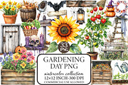 Gardening Day Watercolor PNG, an Illustration by Libby Wishes (Thumbnail 1 of 6)