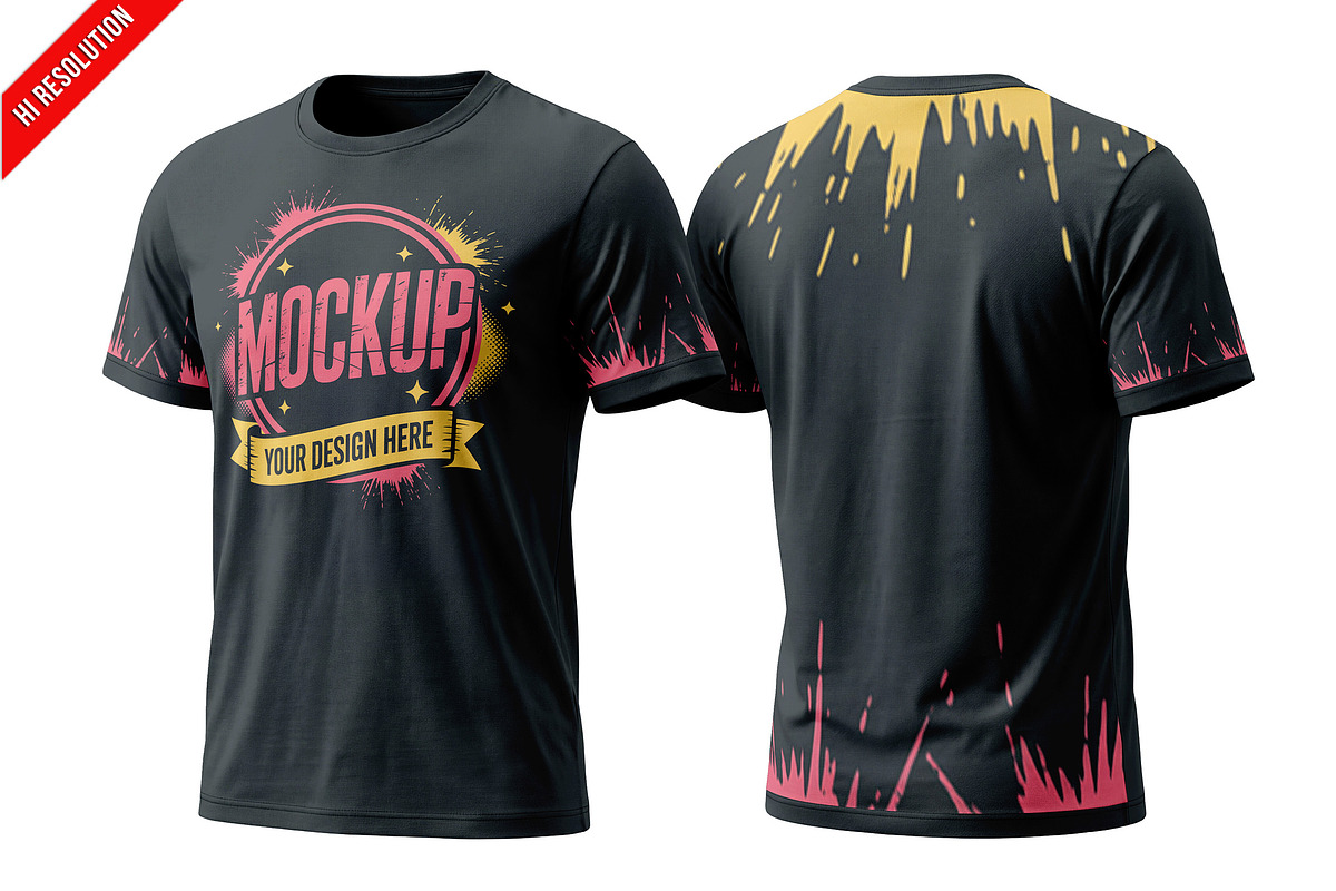 T-shirts Front And Back Mockup PSD, an Advertising Mockup by Bruno's Shop (Photo 1 of 3)