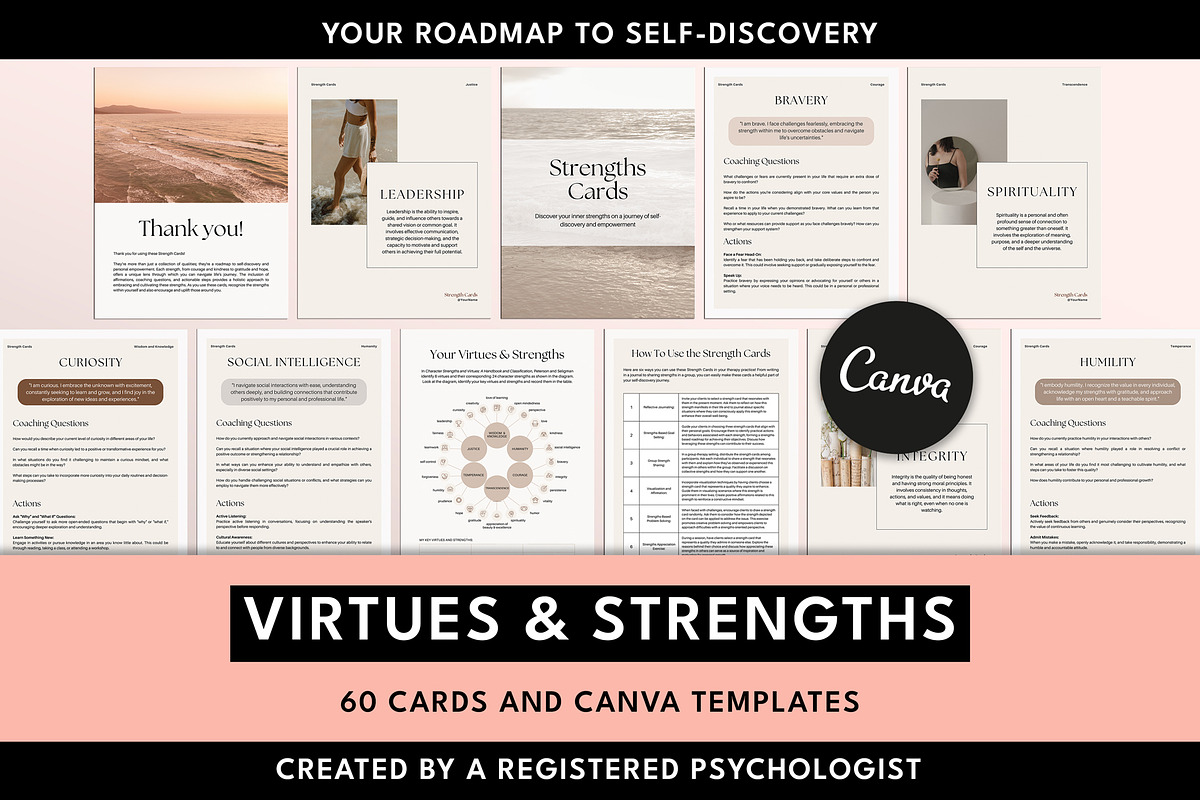 Strengths Flashcard Canva Templates, a Templates & Theme by Miri Campbell (Photo 1 of 8)