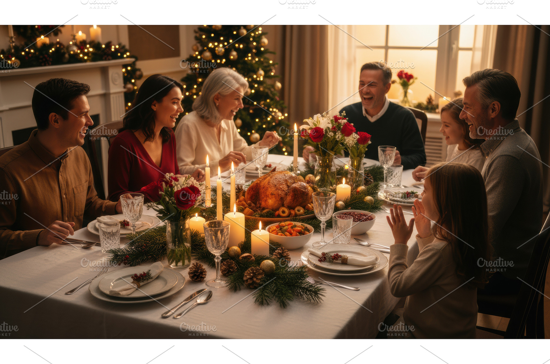 Family celebrating Christmas dinner, a Holiday Photo by Igor Tichonow