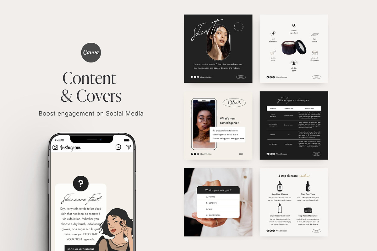 Canva Skincare templates, a Social Media Template by LiliesandBerries (Photo 6 of 19)