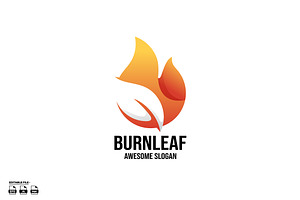 Leaf with fire gradient logo, a Branding & Logo Template by LOGTURNAL