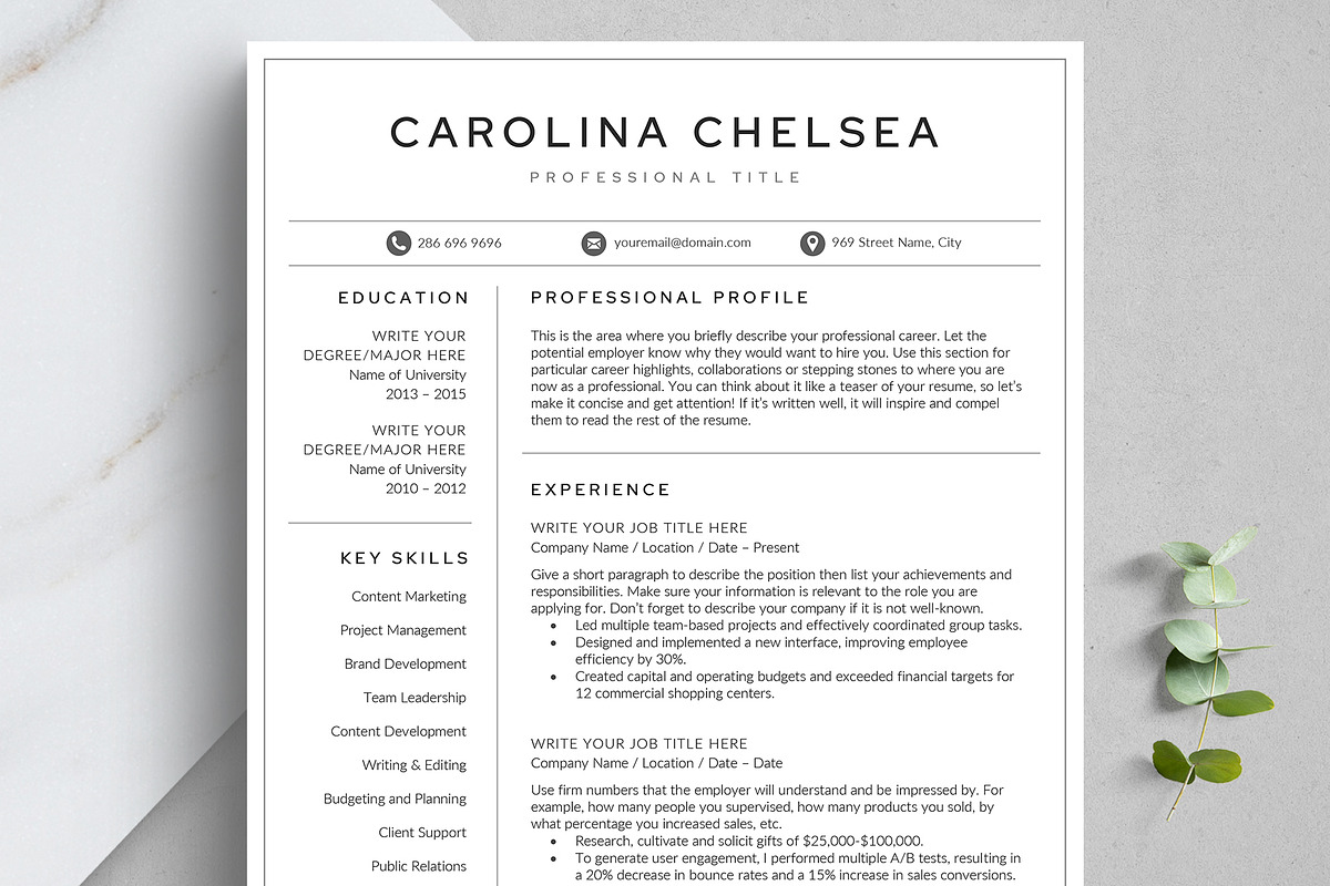 Resume/CV Template - CAROLINA, a Resume Template by TheStandOutResume (Photo 1 of 10)