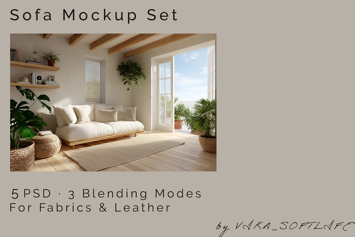 Loft Sofa Mockup Bundle, a Household Mockup by Vika_Softlife (Photo 1 of 8)