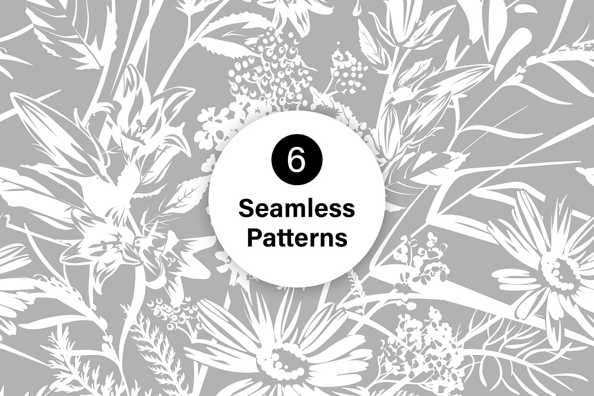 Flowers. Seamless Patterns 1, a Pattern Graphic by Yulia Ogneva (Photo 1 of 7)